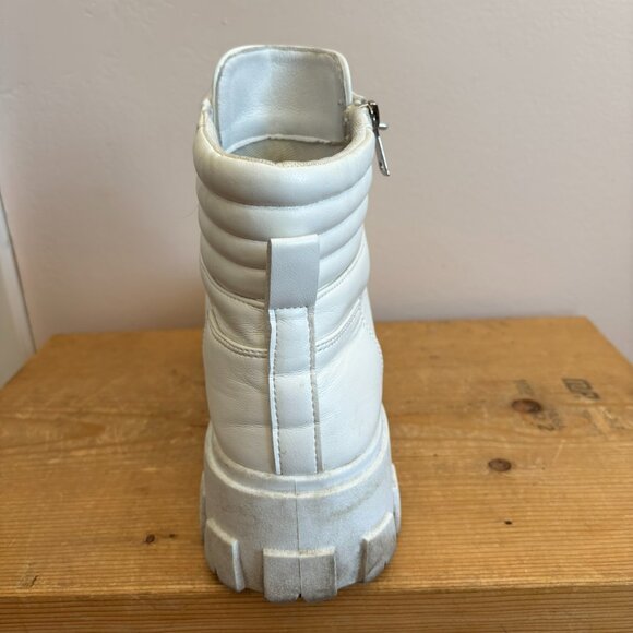 Vegan lace up chunky combat boots in White - Picture 2 of 5